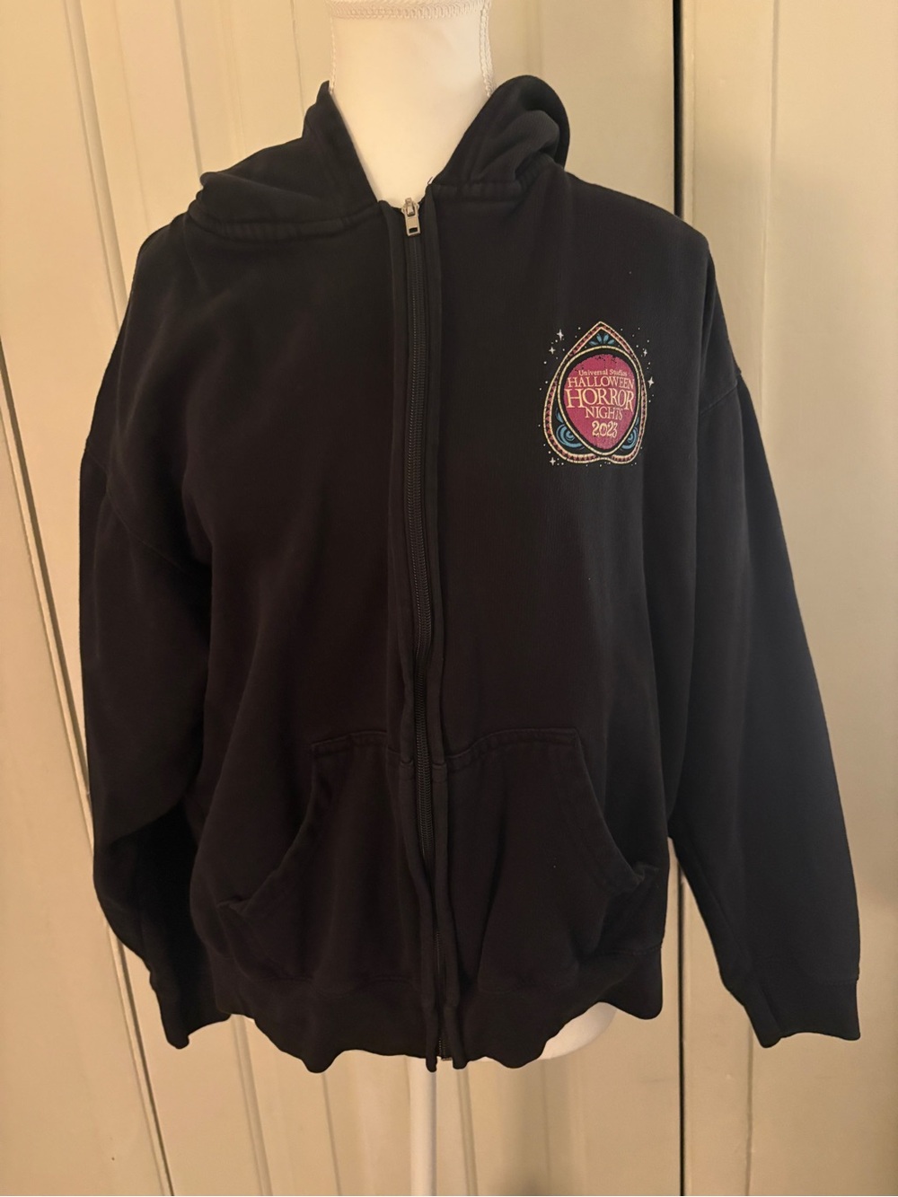 Offical Halloween Horror Night 2023 Black Unisex Zip-Up Hoodie